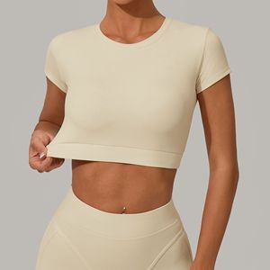 T-shirt court de yoga ajusté 78 % polyamide 22 % élasthanne pour l'extérieur, décontracté, course à pied, entraînement, fitness, athlétique - Product Image 3