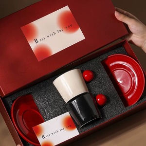 High-Aesthetic Ceramic Coffee <b>Cup</b> <b>Saucer</b> Set Minimalist Modern Porcelain One-<b>Cup</b>-One-<b>Saucer</b> Afternoon Tea Water <b>Cup</b> Gift Set - Product Image 1