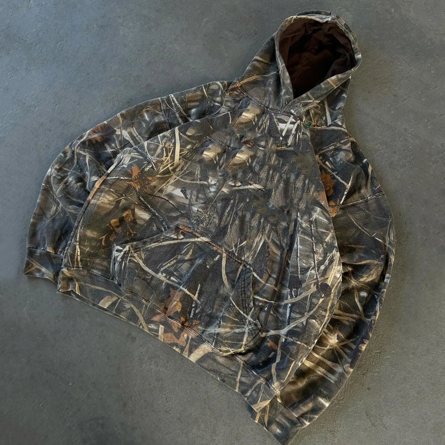 Personalizado de alta calidad streetwear real árbol de impresión de algodón sudaderas con capucha de camuflaje para los hombres sudadera de gran tamaño