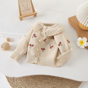 Cardigan à col rond pour fillettes Danny D, manches longues, boutonné, motif floral, 95% coton, 5% nylon, vêtement d'extérieur, boléro, shrug - Product Image 5