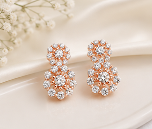 Pendientes de Plata de Ley 925 Chapados en Oro Rosa para Mujer |   Joyería de Moda Elegante - Product Image 1