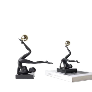 Nero elegante scultura di arte moderna statua di <span class=keywords><strong>posa</strong></span> yogica Design per la decorazione della casa elegante figure Decorative artigianali ornamenti - Product Image 2