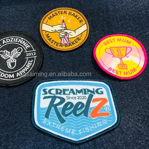 Bespoke Fabric Embroidered Patch Label Sew On Garment Sports Custom Logo Printed Woven Cloth Badges For Clothing