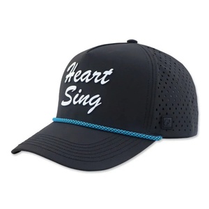 Casquette de golf et de baseball sportive en velours côtelé, personnalisée par le fabricant, avec logo 3D en caoutchouc découpé au laser, perforée, imperméable, à 6 panneaux et boucle métallique - Product Image 2