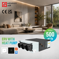 Ventilateur à récupération de chaleur ERV 500m³/h avec pompe à chaleur, système d'air frais intelligent pour la ventilation résidentielle