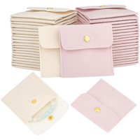 Pochettes de rangement et de présentation pour bijoux en suède ultra doux, résistantes aux rayures, avec fermeture à bouton, pour bagues et boucles d'oreilles, idéales pour le voyage, durables