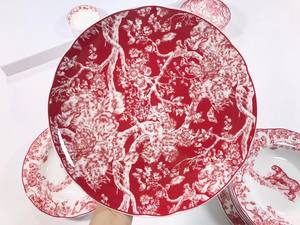 Nouveau produit, service de table en porcelaine fine rouge de style européen, 41 pièces - Product Image 3