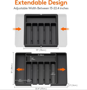 Organisateur de tiroir en plastique extensible à double niveau sans BPA moderne, type debout, plateau à ustensiles pour la cuisine, rangement pour couverts - Product Image 5