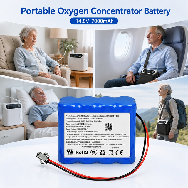 Rechargeable Li-ion Battery Pack 18650 14.4V 14.8V 7000mAh for Portable Oxygen Concentrator Medical Device