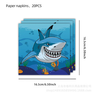 Shark Party Supplies Birthday Decor Paper Plates Cups Balloons Tableware Set 60-80 Pcs Environment Friendly Venue Setup - Product Image 5