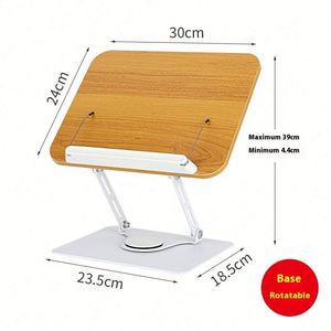 Modern Wood Adjustable Folding Art Theme Environment-Friendly Book <b>Holder</b> Stand Desktop Riser Reading Rack 360 Rotating Base for - Product Image 5