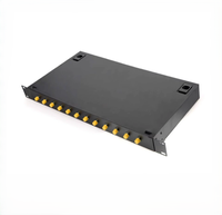 Panneau de brassage fibre optique 19 pouces 12 ports ST monomode à montage en rack, ODF multimode ST OM1/OM2/OM3/OM4 avec adaptateur pour centre de données