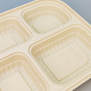 Boîte à lunch jetable en amidon de maïs pour pain vapeur, boîte à lunch personnalisée avec 3/4/5/6 compartiments, contenants alimentaires en amidon de maïs avec couvercles - Product Image 4