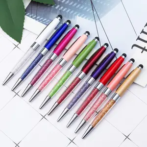 Wholesale fancy diamond crystal ball pen silver gold metal ballpoint pens with stylus