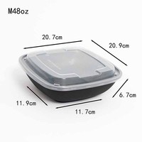 Boîte à lunch jetable en plastique transparent noir, design football, 16 oz, compatible micro-ondes, bol à nouilles et soupe avec couvercle, pour le stockage des aliments