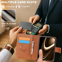 Prévente : Étui portefeuille en cuir détachable avec support magnétique, porte-cartes, chargement sans fil, protection d'appareil photo et blocage RFID
