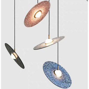 Luminaire suspendu en marbre terrazzo minimaliste nordique, design créatif pour chevet, comptoir de bar, salle à manger, lustre - Product Image 4