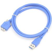 Kabel Transfer Data Kamera Industri USB 3.0 AM ke Micro BM Koaksial dengan Sekrup Pengunci dan Selubung PVC