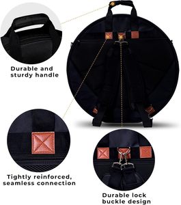 Échantillon gratuit de sac à cymbales avec roulettes, double couche 22'' - 24'' Étui à cymbales avec grands séparateurs de 6 mm et poignée de traction - Product Image 2