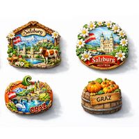 Aimant de réfrigérateur souvenir d'Autriche en résine personnalisée, Vienne, Salzbourg, Graz, aimant de réfrigérateur 3D en résine, cadeau touristique