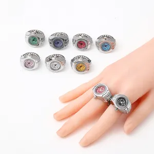 Mini Punk Round Quartz Finger Watches Set Adjustable Ring Watch For Women And Men