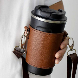 Couvercle pour boissons, thé au lait <span class=keywords><strong>Porte</strong></span>-bouteille d'eau <span class=keywords><strong>Porte</strong></span>-manchon Suspendu en cuir Housses pour tasses à café Portefeuille à emporter <span class=keywords><strong>Porte</strong></span>-boisson - Product Image 4
