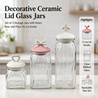 Pot de conservation en verre transparent avec couvercle en céramique, style bohème, design détachable, capacité 0,5-1L, couvercle sans trou pour aliments, comptoir de cuisine