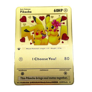 Muestras gratis Admite tarjetas de juego de metal dorado con idioma de estilo personalizado <span class=keywords><strong>Pikachu</strong></span> Mona <span class=keywords><strong>Pika</strong></span> Metal Gold Poke Mon Cards - Product Image 2