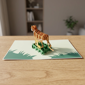 Tarjeta Pop-up 3D de Guepardo en Papel Recortado, Artesanía Vietnamita Hecha a Mano para Decoración del Hogar por Viet-craft - Product Image 3