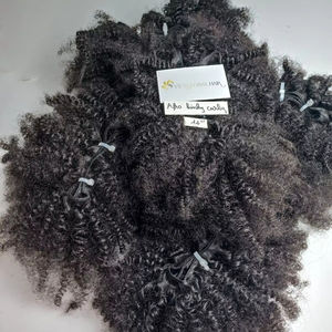 Extensions de cheveux humains bouclés crépus afro cambodgiens 100% non traités Double trame épaisse dessinée - Product Image 1