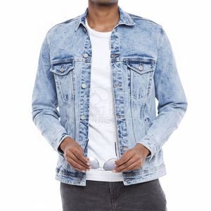เสื้อแจ็กเก็ตยีนส์สีน้ำเงินแบบพรีเมี่ยมสำหรับผู้ชายเสื้อนอกสวมใส่สบายทันสมัยและทนทานสำหรับสวมใส่ในชีวิตประจำวัน - Product Image 1