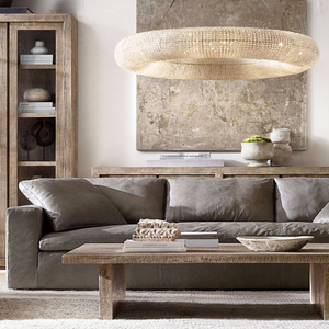 Nouveau <span class=keywords><strong>design</strong></span> Personnalisé maison hôtel chromé goutte pendaison grand anneau cristal <span class=keywords><strong>lustre</strong></span> pendentif lumière - Product Image 3