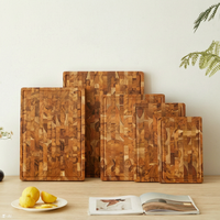 Planche à découper en teck de qualité supérieure, robuste, à grain croisé, épaisse, pour chef professionnel et cuisine