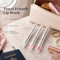 Pinceau applicateur de maquillage portable en silicone pour les lèvres avec capuchon transparent, pointe souple et flexible, marque privée OEM