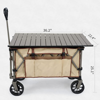 Chariot de camping pliable compact fabriqué par un fabricant OEM - se transforme en table de service, idéal pour le camping, la plage, les courses et les fêtes