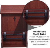 Banc de prière pliable personnalisable BH avec décoration en croix, genouillère en bois avec coussin et serre-livres à coins arrondis