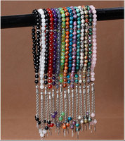Vente en gros de perles de cristal d'agate de jade naturelle plume gland chapelet bracelet femmes 33pcs 8mm islamique Tasbih perles de prière musulmane