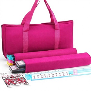 Mose Cafolo Ensemble de jeu de Mahjong américain/occidental avec sac de transport rose, 166 tuiles blanches premium, 4 supports colorés, 100 jetons - Product Image 1