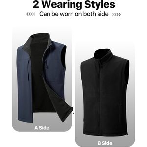 Chaleco Reversible Acolchado para Hombre FOXA, Cortavientos, Forrado de Polar, para Senderismo, Trabajo, sin Mangas, con Cierre de Cremallera - Product Image 4