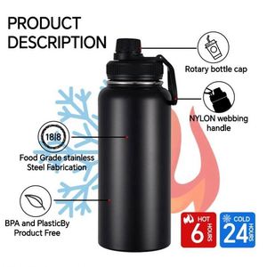 Botella de Agua Aislada al Vacío de Acero Inoxidable 304, Termo Portátil de Doble Pared con Asa para Deportes al Aire Libre - Product Image 3