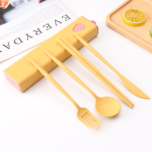 Ensemble de <span class=keywords><strong>couverts</strong></span> de blé avec cuillère fourchette couteau et baguettes ensemble réutilisable Camping Portable <span class=keywords><strong>couverts</strong></span> en plastique - Product Image 4