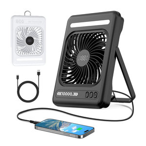 Portable <b>Desk</b> <b>Fan</b> With 10000mAh Power Bank Digital Display <b>USB</b> Charging Black And White - Product Image 1