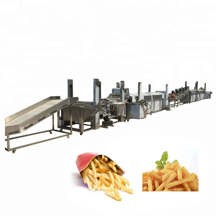 Linha de produção de batatas fritas congeladas, 50-2000 kg/h, máquina de processamento de batatas fritas francesas, linha de produção de batatas fritas