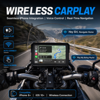 Bestsonic - Navegador para Motocicleta con Pantalla Táctil de 6 Pulgadas, Resistente al Agua, Android Auto, Carplay, Monitor, Cámara de Doble Lente con Grabación