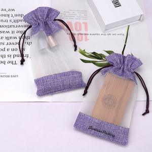 Sacs cadeaux avec cordon de jute imprimé de logo personnalisé pochettes à bijoux en lin et <span class=keywords><strong>organza</strong></span> - Product Image 5