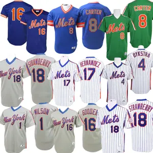 Ontmoette 1983 Throwback 16 Dwight Goden 8 Gary 17 Keith Hernandez 18 Darryl Aardbeientrui, New York Voor Heren