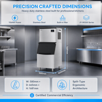Machine à glaçons commerciale Hicon 350 kg avec nettoyage automatique, grande capacité, conception modulaire