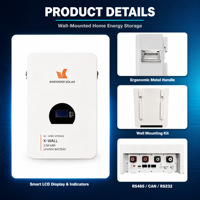 Batterie de stockage d'énergie domestique LiFePO4 basse tension murale pour système solaire résidentiel