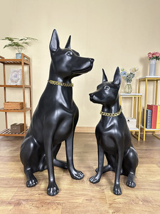 Escultura de Perro <span class=keywords><strong>Doberman</strong></span> de Fibra de Vidrio de Tamaño Real, Estatua <span class=keywords><strong>Grande</strong></span> para Exteriores, Exhibición en Tiendas, Figura Personalizada, Adornos Realistas de Mascotas - Product Image 3