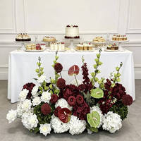 Juego de Plintos Cuadrados Blancos Minimalistas para Bodas, Pilar Floral Rojo Artificial Impresionante para Fondo de Bodega Moderna, Suministros para Eventos y Fiestas